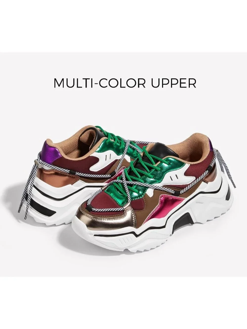 Women's Brown/Multi Colorful Stylish Platform Fashion Chunky Walking Sneaker_3